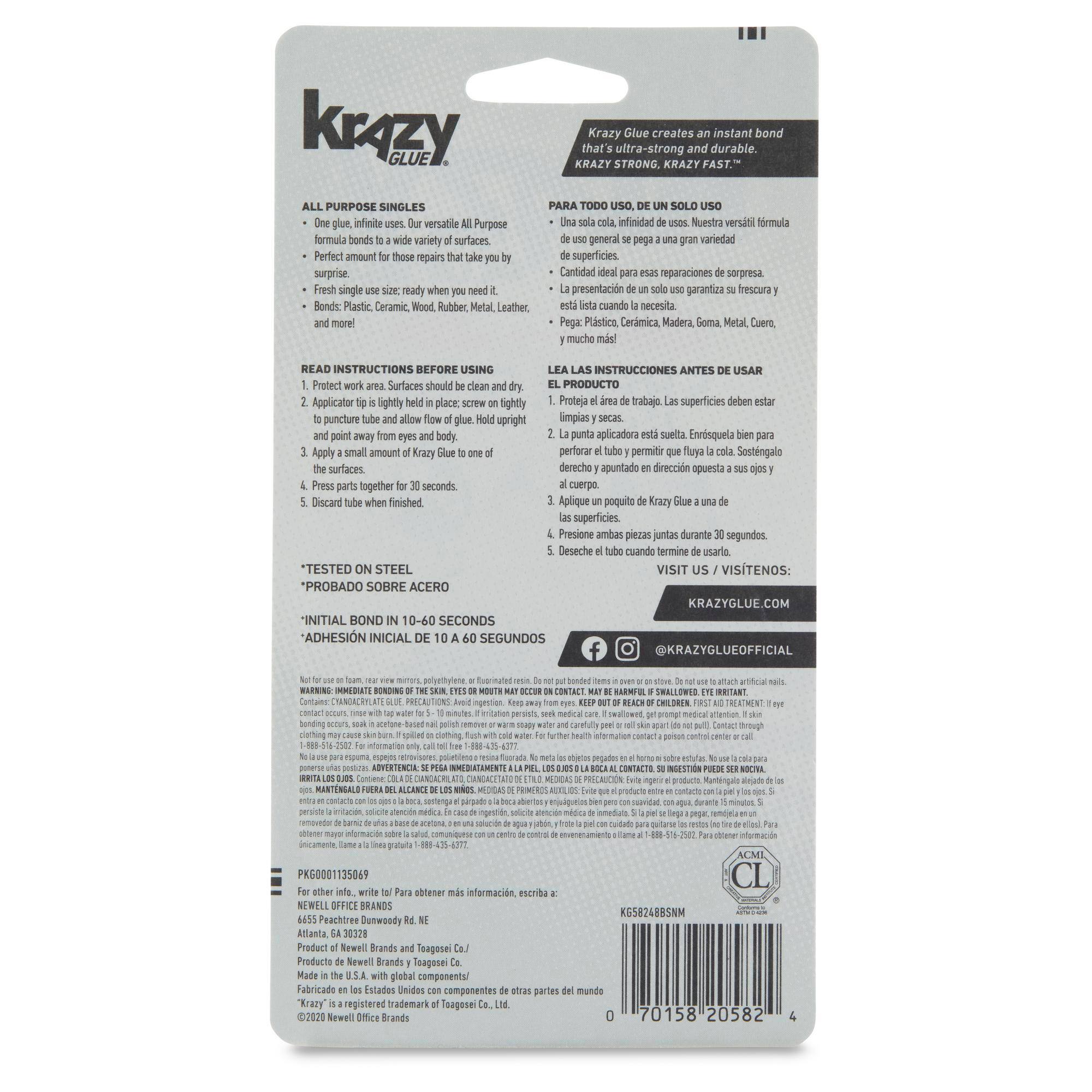 Krazy Glue® All Purpose Super Glue Singles, 4ct.